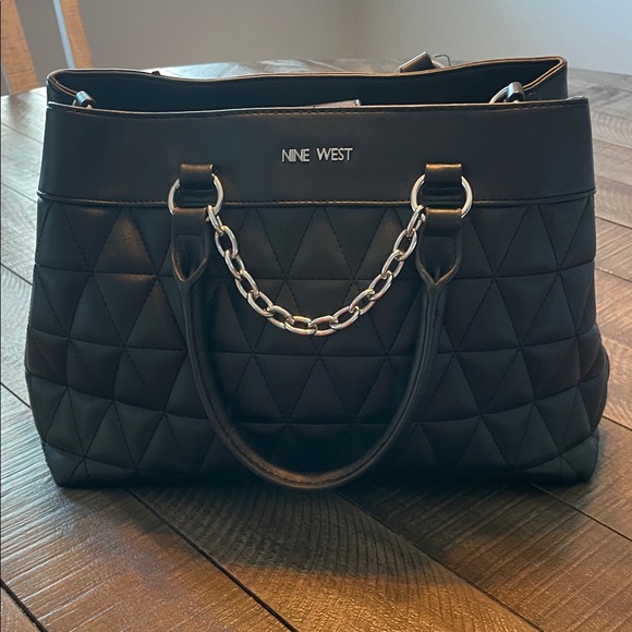 Nine West Handbags - Nine West Black Quilted Tote with Chain Handles